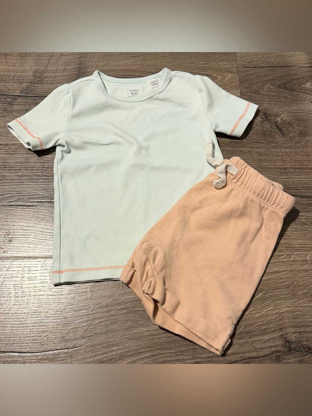 Konny Light Blue Top and Little Co Peach Shorts Kids 3t Set